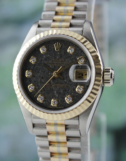 (image for) A ROLEX 18K TRIDOR LADY SIZE OYSTER PERPETUAL DATEJUST / 69179 TIR